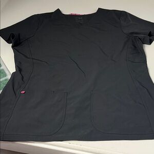 HeartSoul XL Grey Short Sleeve Double Pocket V Neck Scrub Uniform Top